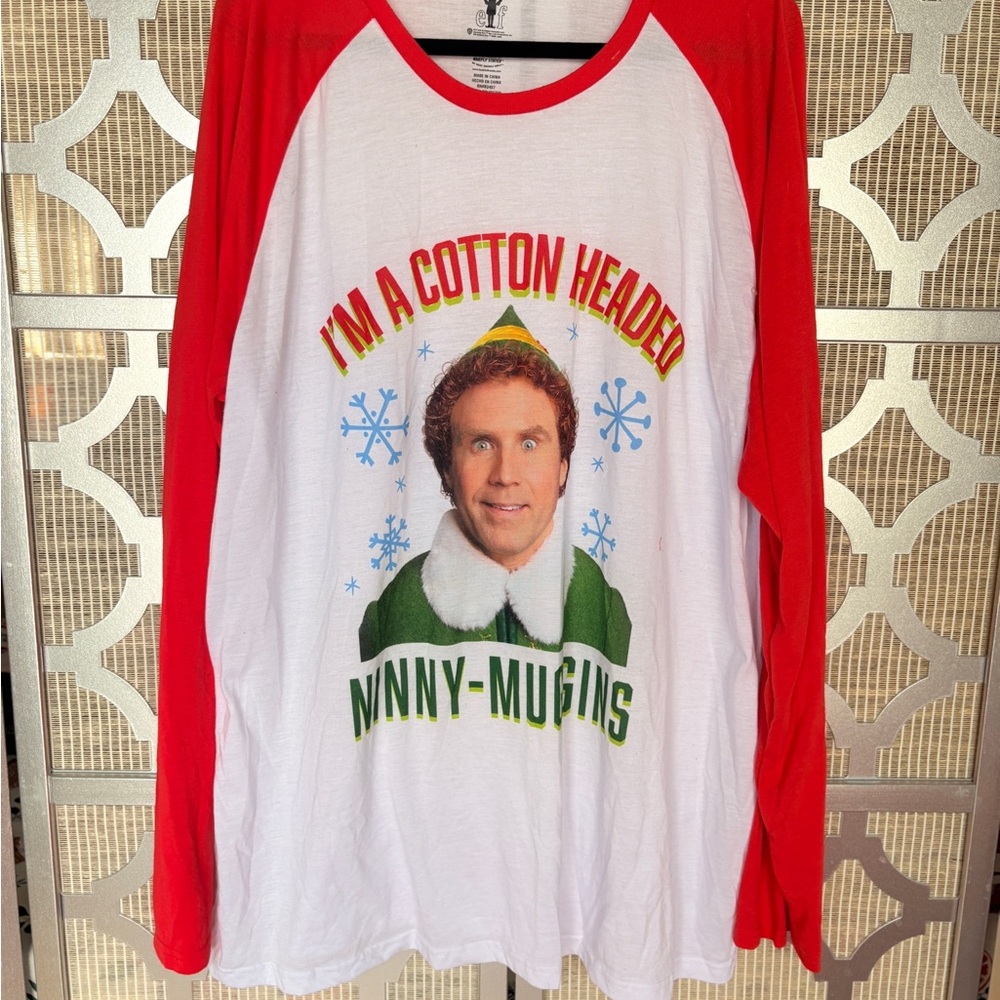 UNISEX Christmas ELF Red and White Pajama Top